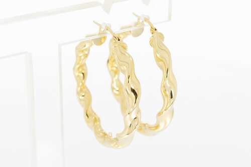 14 karaat gouden Wokkel Creolen - 3,6 cm