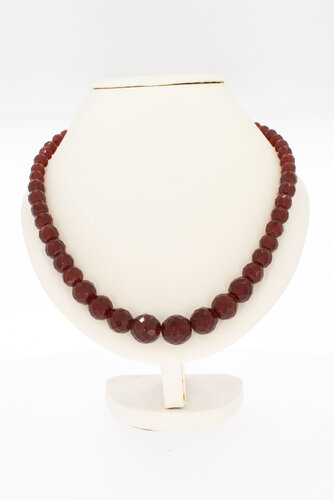 Granaten Collier met gouden sluiting - 47 cm