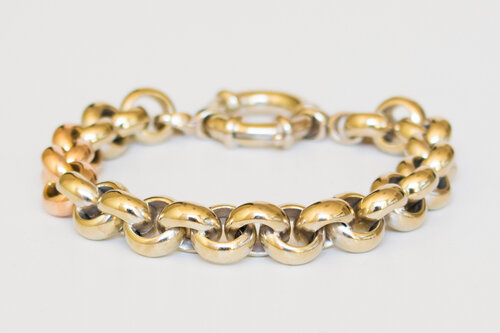 14 Karaat bicolor Jasseron armband - 20 cm