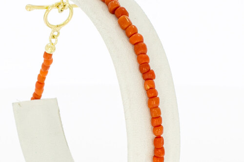 14 karaat Bloedkoraal armband - 22 cm