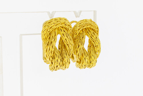 Gevlochten Oorclips 18 karaat -  2,3 cm
