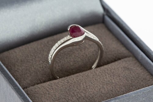 9 karaat (wit) solitair robijnring - 15,6 mm