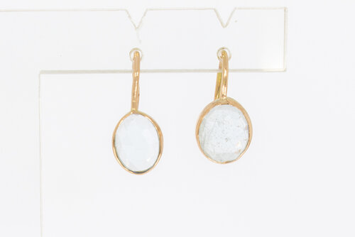 14 karaat gouden Aquamarijnhangers - 1,9 cm