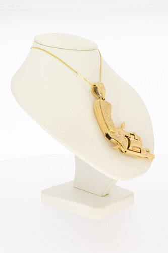 14 karaat gouden revolver hanger - 5 cm