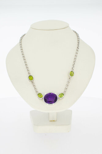 Witgouden Edelsteen ketting - 45 cm