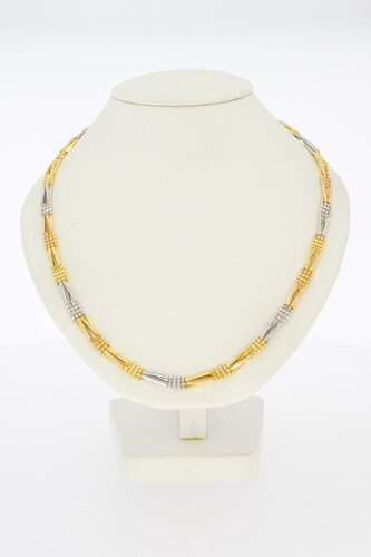 Bicolor 18 karaat gouden ketting - 45,7 cm