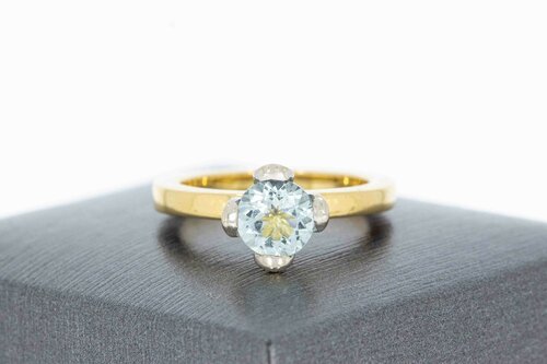 Aquamarijn ring 18 karaat goud - 16,8 mm