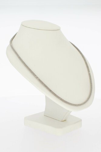 Gevlochten 18 karaat witgouden Collier - 44 cm
