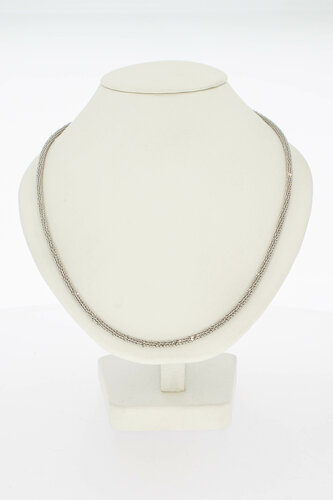 Gevlochten 18 karaat witgouden Collier - 44 cm