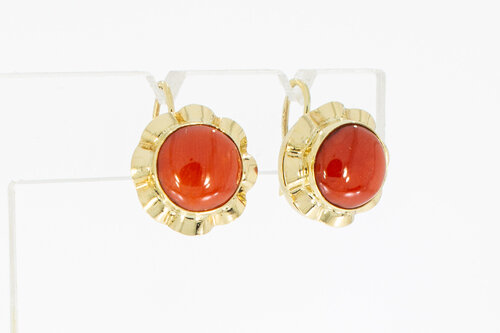 14 karaat bloedkoraal oorbellen - 1,1 cm