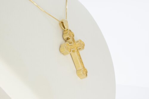 14 karaat gouden kruis ketting hanger - 5 cm