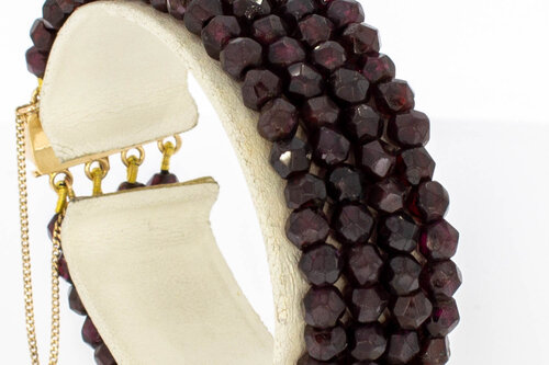 14 karaat goud Granaat armband - 18 cm