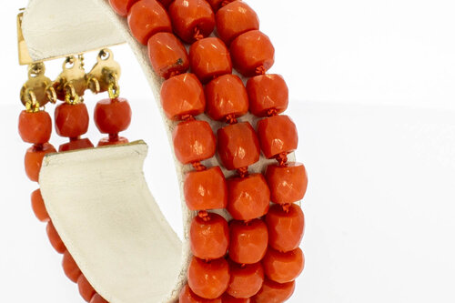 14 karaat Bloedkoraal armband - 18 cm