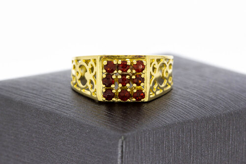 14 karaat goud Granaten ring - 17,5 mm