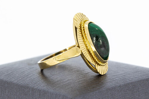 18 Karaat gouden Malachiet ring - 17,7 mm