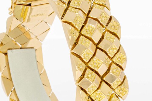 18 Karaat brede gouden armband - 20,2 cm