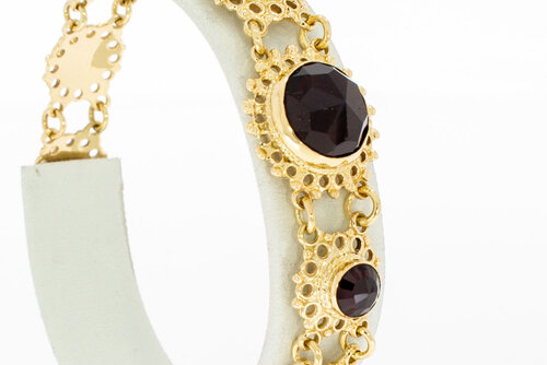 14 karaat Vintage Granaat armband - 19 cm