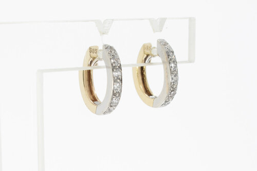 14 karaat goud saffier oorbellen  - 1,4 cm