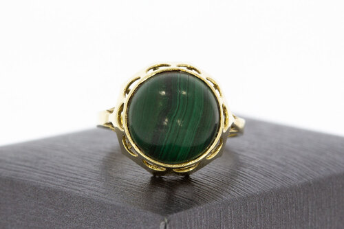 14 karaat gouden Malachiet Ring - 18,4 mm