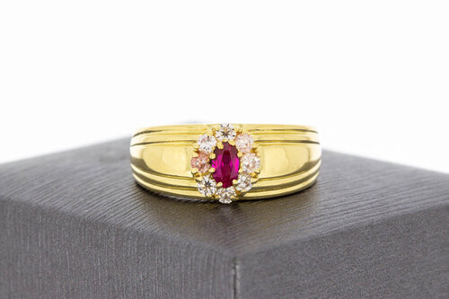 18 Karaat Robijn ring met Saffier - 19,2 mm
