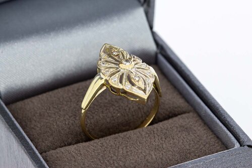 Vintage 14 karaat diamant dames ring - 17,7 mm