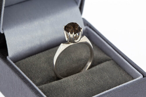 18 Karaat Rookkwarts dames ring - 17,2 mm