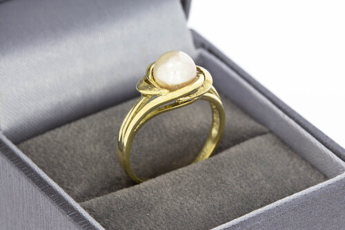 14 karaat goude ring dames met Parel - 17,1 mm