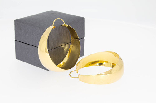 Brede 18 Karaat gouden Creolen Dames - 4,4 cm