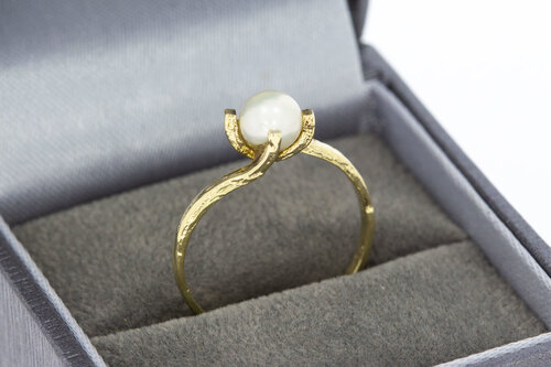 14 Karaat geelgouden Parel ring dames- 18,3 mm