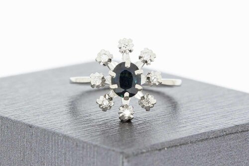 18 Karaat gouden Saffier damesring - 17,1 mm