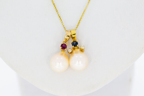 18 Karaat hangers met Edelstenen en Parels