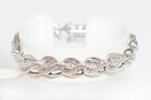 Dames armband 18 Karaat witgoud - 18,5 cm