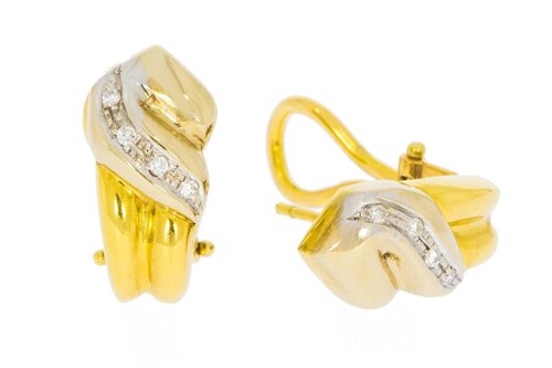 Diamant Oorclips 18 Karaat goud - 1,8 cm