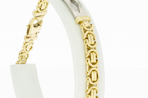 Platte Koningsarmband 14 krt goud - 21,4 cm