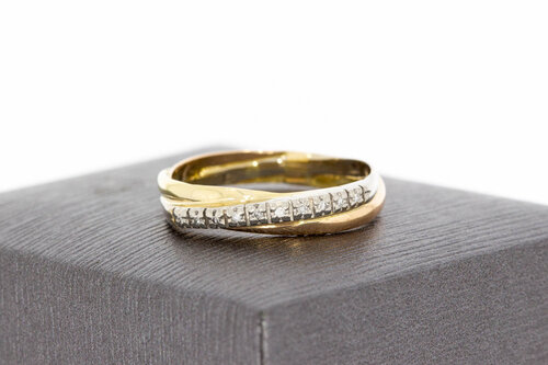 14 karaat Crossover diamantring - 17,8 mm