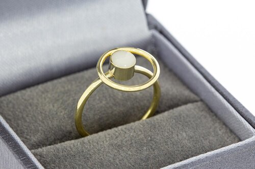 14 karaat gouden Emaille pinkring - 16 mm