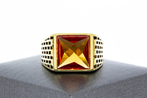 Mannen Saffier ring 14 Karaat goud - 20,9 mm