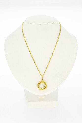 18 Karaat geelgouden Saffier hanger - 1,3 cm