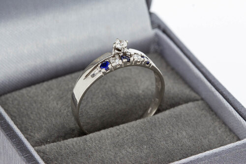 14 karaat gouden Saffier ring dames - 18,2 mm