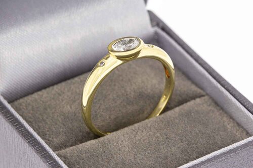 14 Karaat goud Zirkonia damesring - 19,4 mm