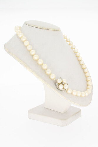 14 karaat Parel ketting met  diamant - 46,4 cm
