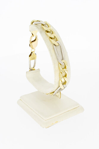 14 Karaat bicolor Figaro armband - 22,8 cm