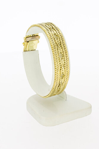 14 Karaat gevlochten dames armband - 17,6 cm