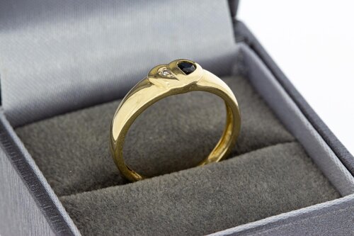 Gouden ring dames 14 karaat met saffier - 17,4 mm (2,7 g)