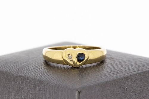 Gouden ring dames 14 karaat met saffier - 17,4 mm (2,7 g)