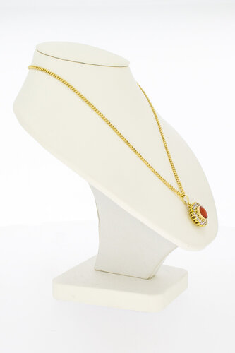 Bloedkoraal hanger 14 karaat goud - 1,5 cm