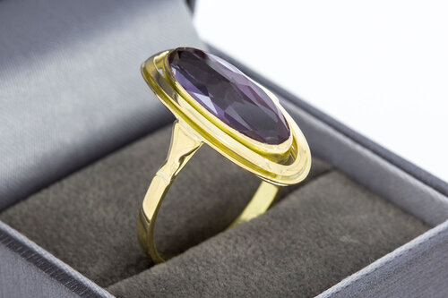 Amethystring 14 karaat goud - 19,8 mm