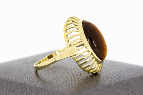 14 karaat ring met Tijgeroog - 18,9 mm