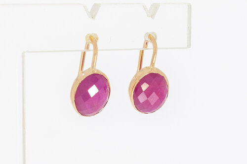 14 karaat gouden Robijn hangers - 1,7 cm