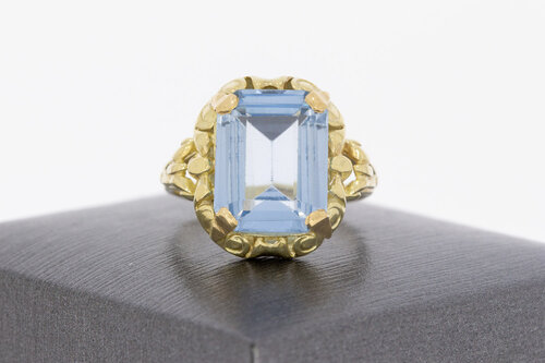 14 geel gouden vintage Aquamarijnring - 17,7 mm
